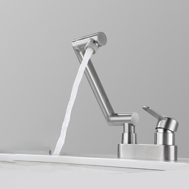 2 Holes Sink Faucet Swivel Stainless Steel Single Lever Handle Centerset Faucet