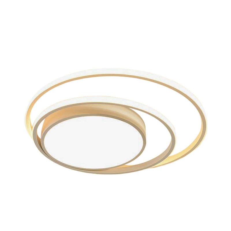 Plafonnier LED Simplicity pour chambre à coucher, blanc/noir et blanc, avec abat-jour en acrylique à double anneaux, lumière chaude/blanche, 40,6 cm/49,5 cm de large