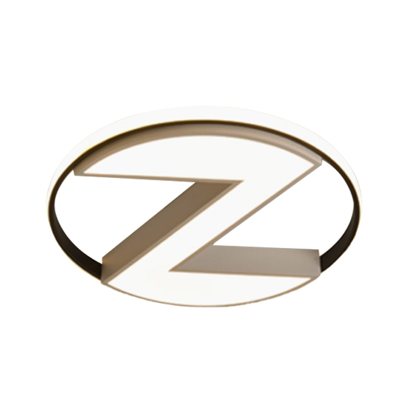 Lámparas incrustadas en forma de Z en blanco y negro modernas 18 "/ 21.5" lámparas incrustadas LED de metal ancho, con diseño de anillo cálido / blanco