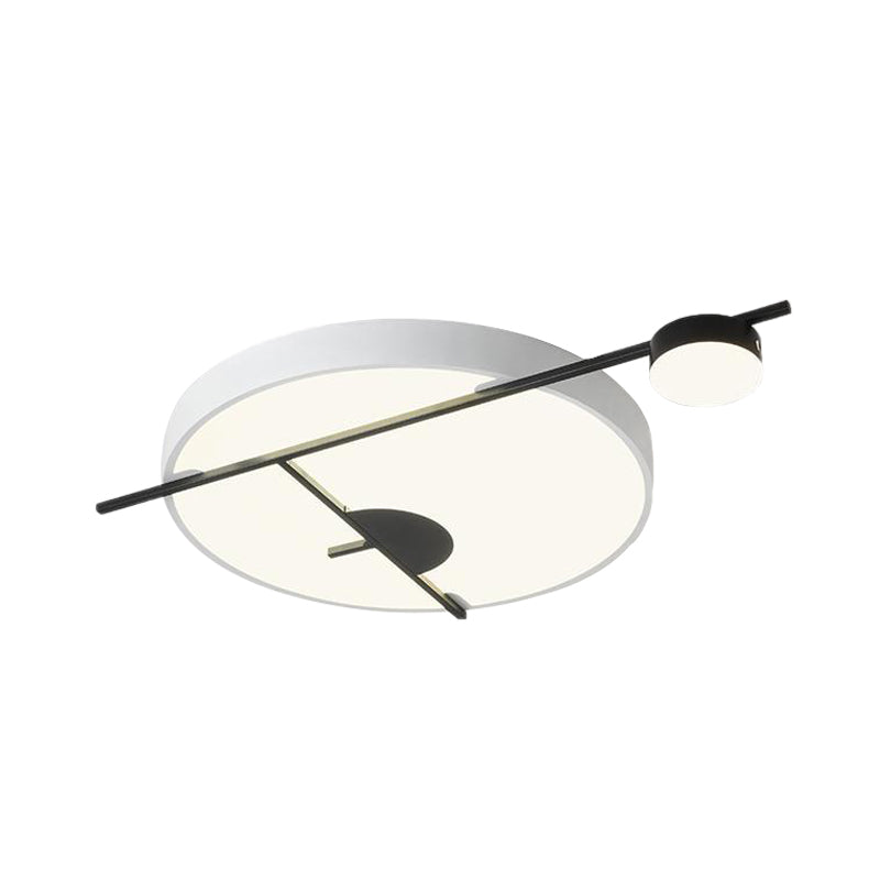 Modernist LED Flush Mount Ceiling Lamp Black and White/Gold Drum Flush Light Fixture with Acrylic Shade in Warm/White Light, 16"/19.5" Wide