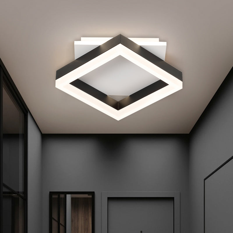 Zwart en wit plein Plafond Verlichting Hedendaagse Acryl LED Flush Mount voor Slaapkamer in Warm/Wit Licht