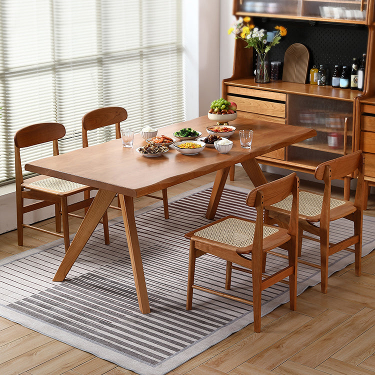 Modern Style Furniture 5/7 Pcs Rectangle Solid Wood Dinette Table with Dining Chair