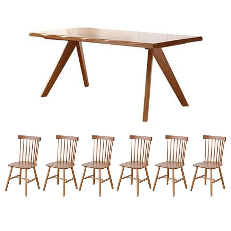 Modern Style Furniture 5/7 Pcs Rectangle Solid Wood Dinette Table with Dining Chair