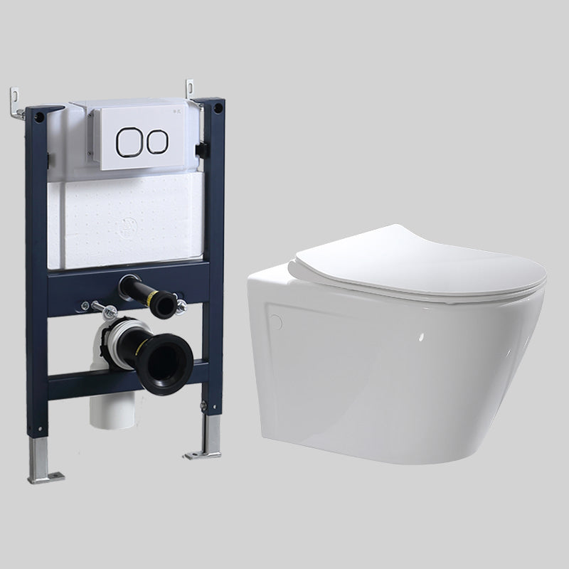 Modern Wall Mounted Flush Toilet White Toilet Bowl with Seat for Washroom