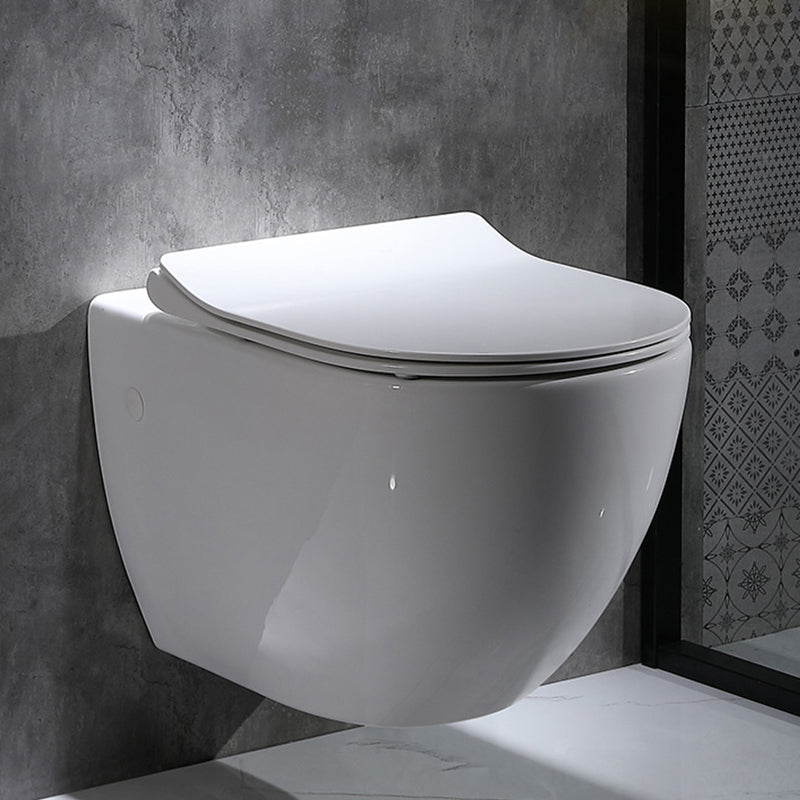 Modern Wall Mounted Flush Toilet White Toilet Bowl with Seat for Washroom