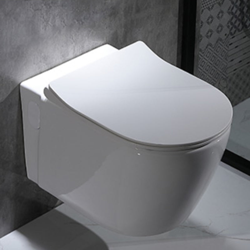 Modern Wall Mounted Flush Toilet White Toilet Bowl with Seat for Washroom