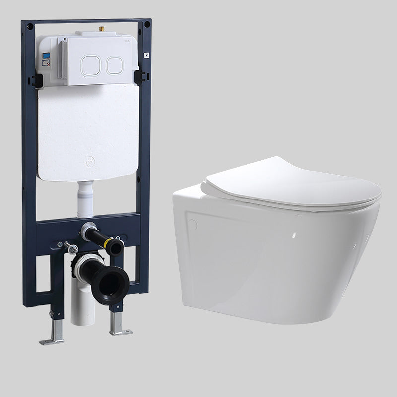 Modern Wall Mounted Flush Toilet White Toilet Bowl with Seat for Washroom