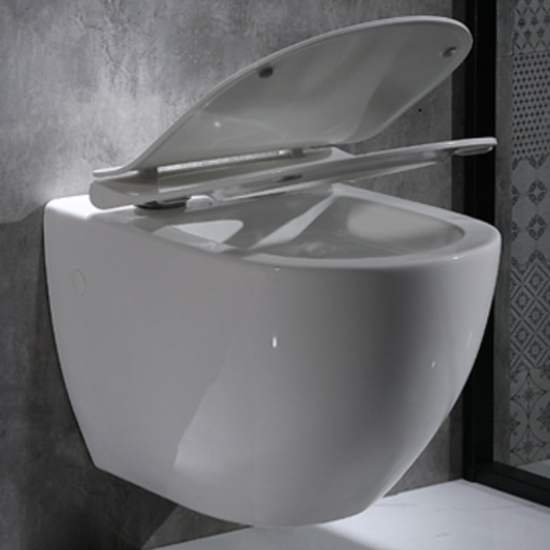 Modern Wall Mounted Flush Toilet White Toilet Bowl with Seat for Washroom