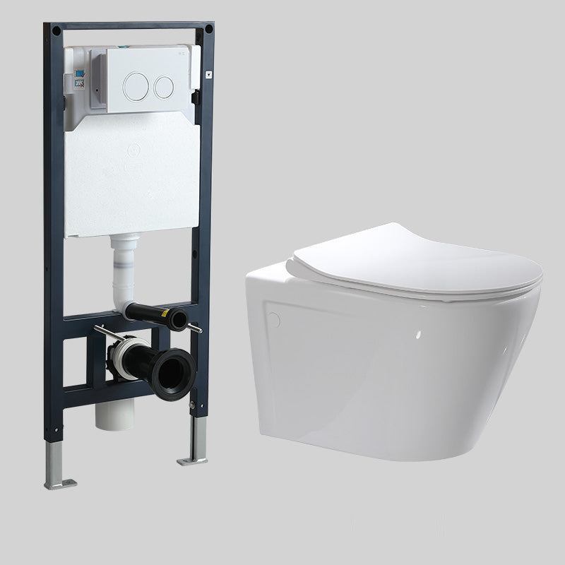 Modern Wall Mounted Flush Toilet White Toilet Bowl with Seat for Washroom