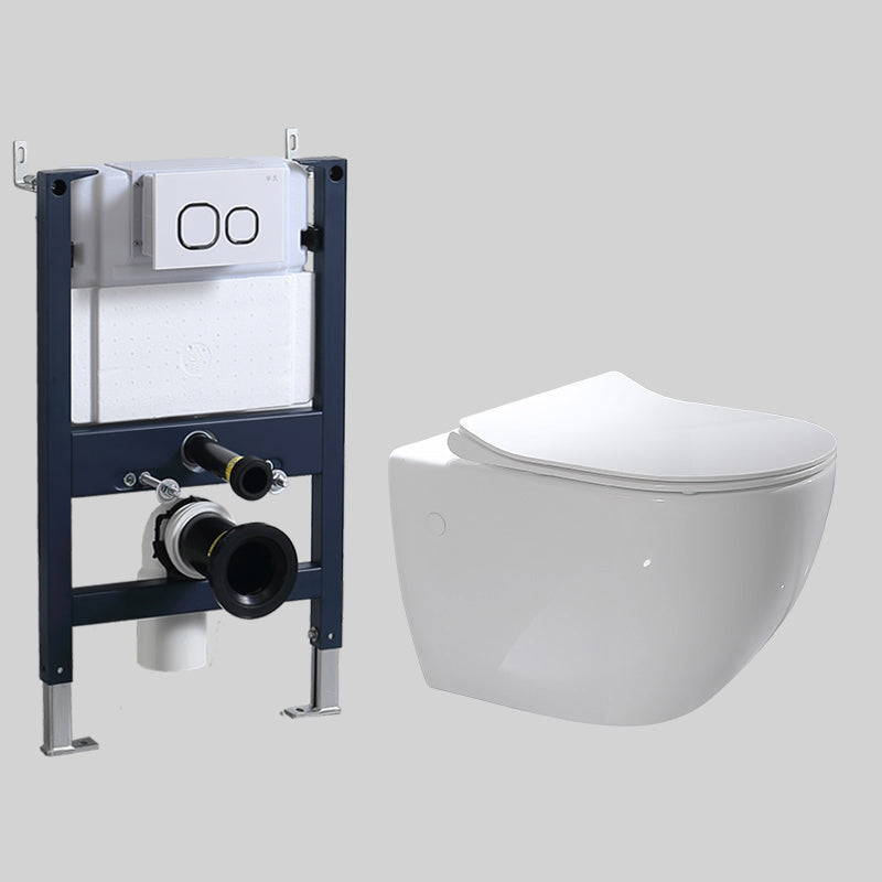 Modern Wall Mounted Flush Toilet White Toilet Bowl with Seat for Washroom