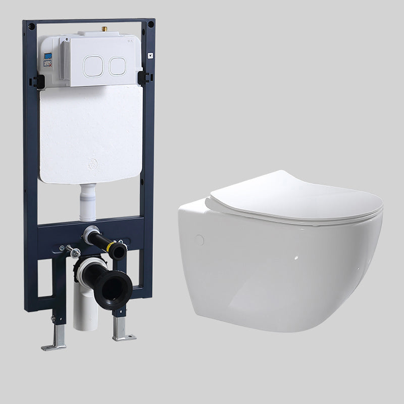 Modern Wall Mounted Flush Toilet White Toilet Bowl with Seat for Washroom