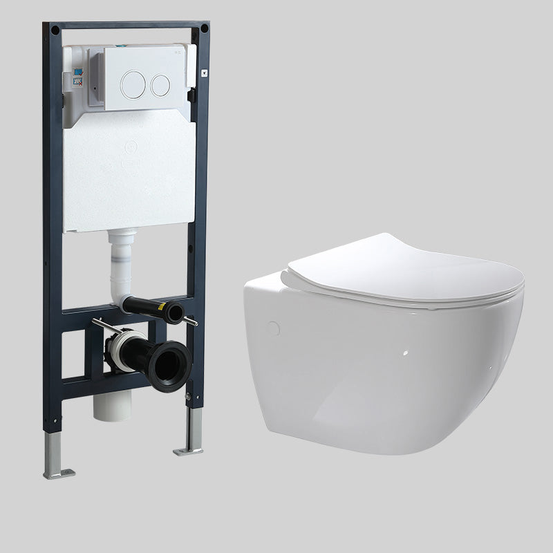 Modern Wall Mounted Flush Toilet White Toilet Bowl with Seat for Washroom