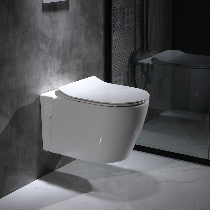 Modern Wall Mounted Flush Toilet White Toilet Bowl with Seat for Washroom