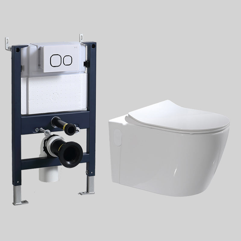 Modern Wall Mounted Flush Toilet White Toilet Bowl with Seat for Washroom