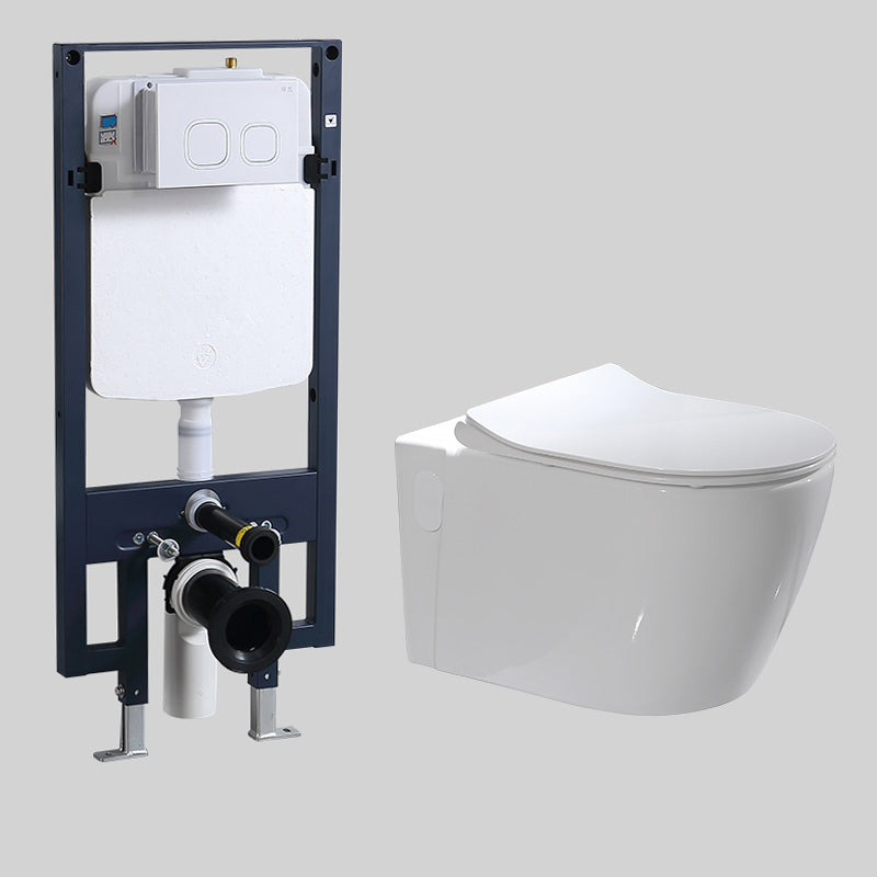 Modern Wall Mounted Flush Toilet White Toilet Bowl with Seat for Washroom