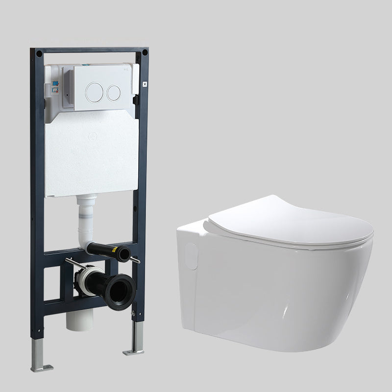 Modern Wall Mounted Flush Toilet White Toilet Bowl with Seat for Washroom