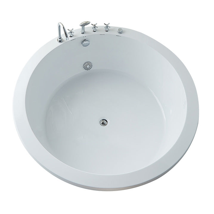 Modern Round Bath Acrylic Soaking White Back to Wall Drop-in Bathtub