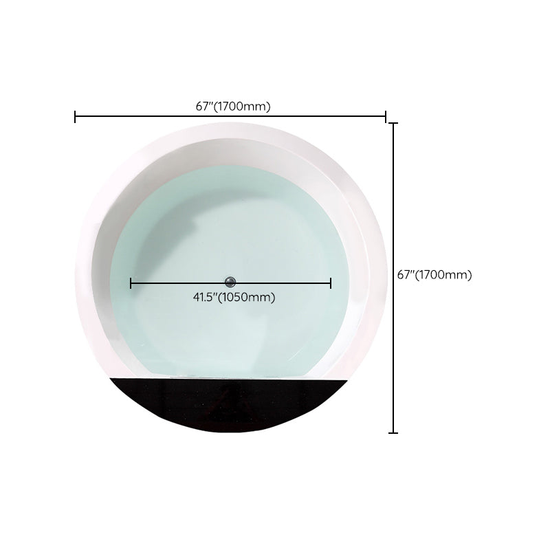 Modern Round Bath Acrylic Soaking White Back to Wall Drop-in Bathtub