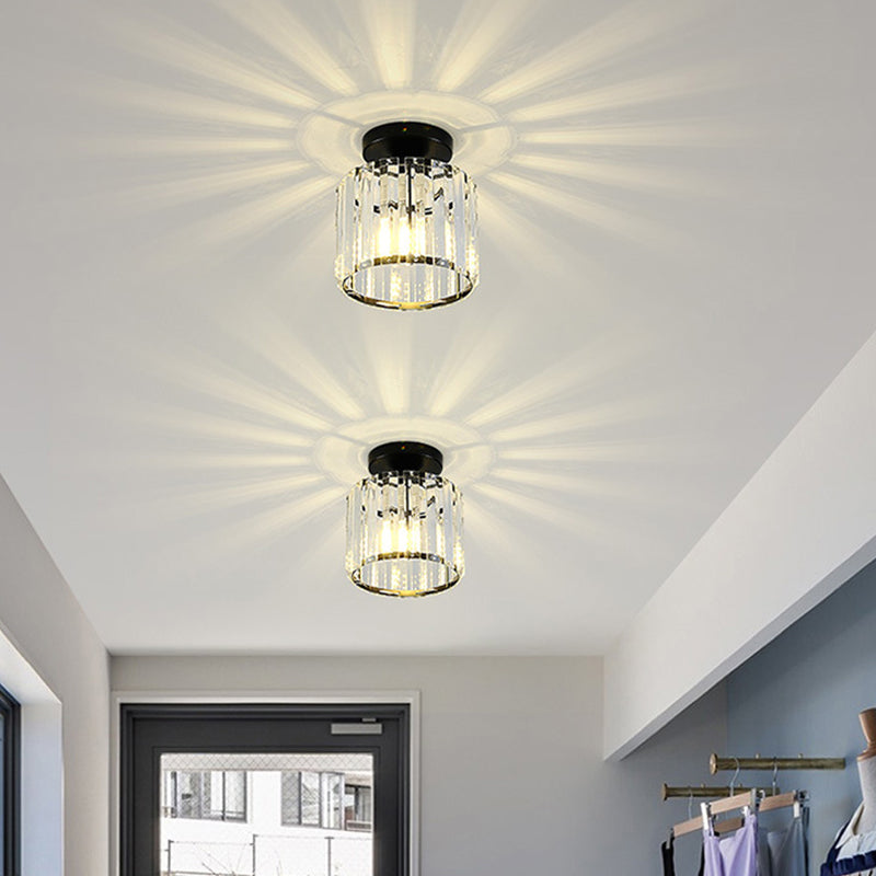 Modern Crystal Ceiling Lamp Geometric Flush Mount Light Fixture for Bedroom