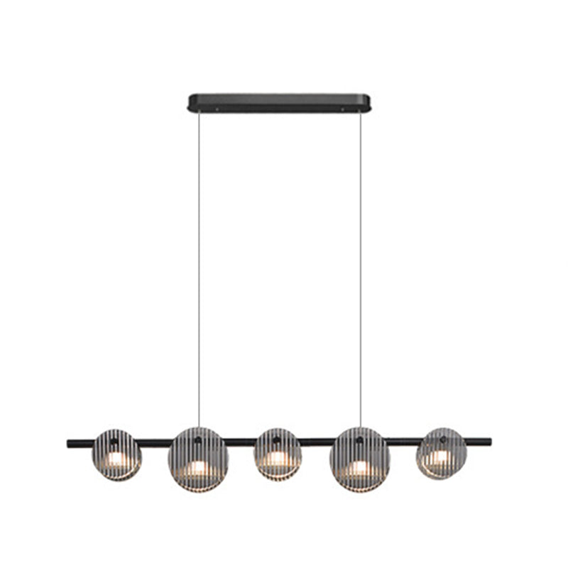 Contemporary Hanging Light Glass Island Light Fixture in Black for Dining Room