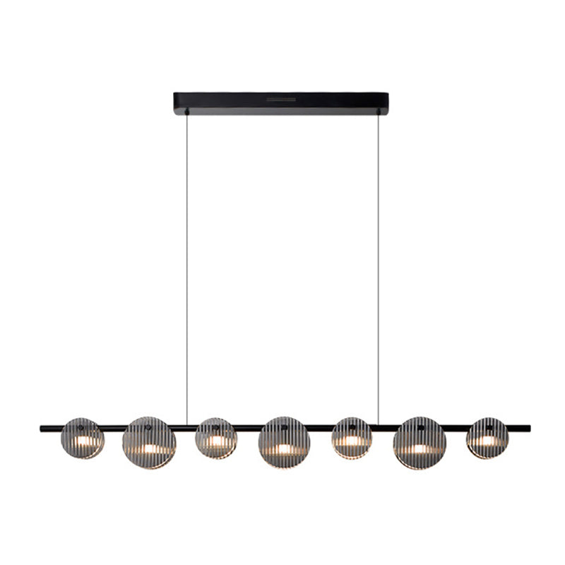 Contemporary Hanging Light Glass Island Light Fixture in Black for Dining Room