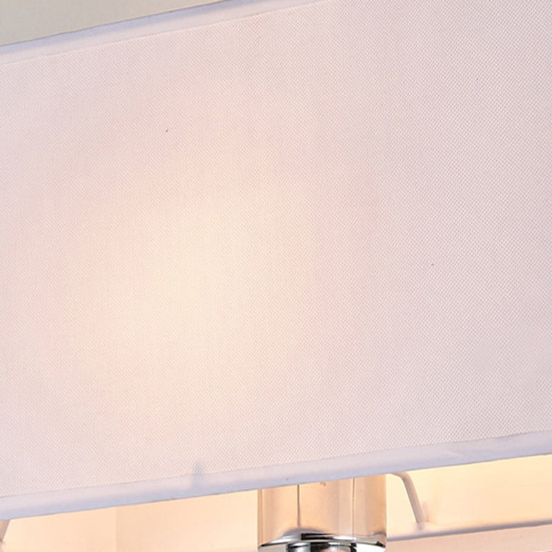 Adjustable Modern Metal Wall Sconce Rectangle Wall Light with Fabric Shade for Bedroom