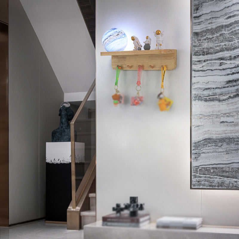 Modern Wood Wall Sconce Ball Shape Wall Light with Glass Shade without Decorations