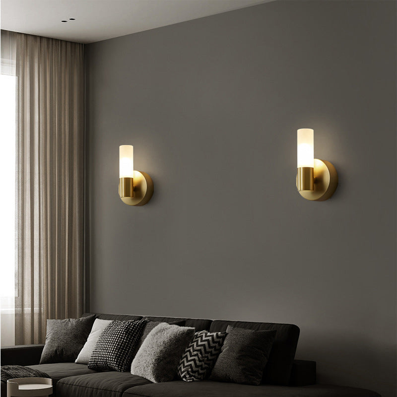 Post Modern Solid Bras Wall Sconce Acrylic Wall Lighting in Gold