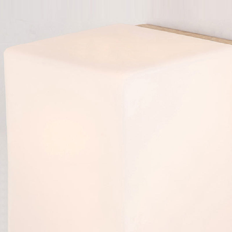 Contemporary Wall Light Fixture Wooden Wall Light Sconce with Glass Shade for Bedroom