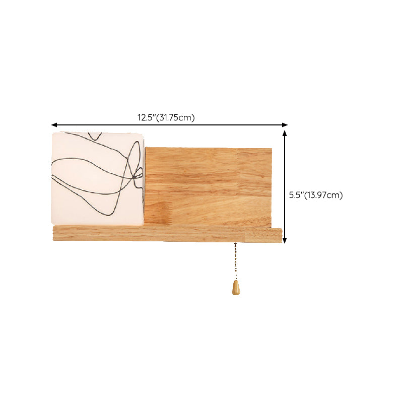 Contemporary Wall Light Fixture Wooden Wall Light Sconce with Glass Shade for Bedroom