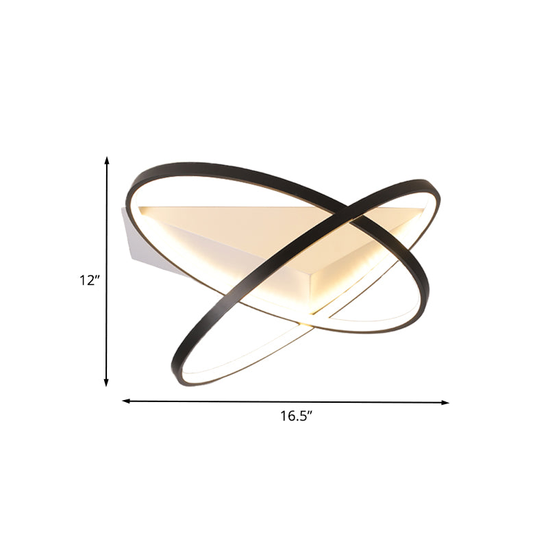 Modernist Dual Rings Ceiling Mount Acrylic Bedroom LED Flush Mount Lamp in Black, 16.5"/20.5" W