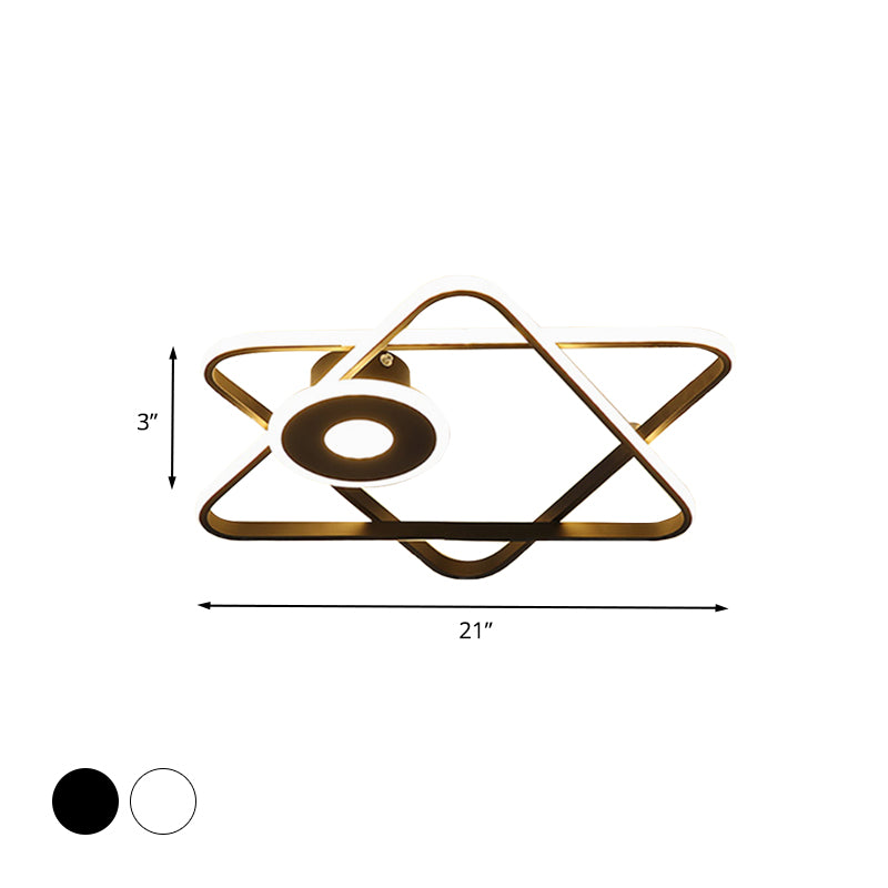 Schwarz/Weiß Doppeldreieckige Rahmen Deckeneinbau Minimalistische Acryl LED Flush Leuchte im warmen/weißen Licht