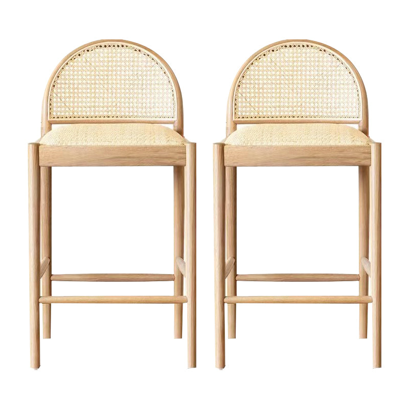 Contemporary Solid Wood Bar Stool Wicker Bar Stool with Footrest