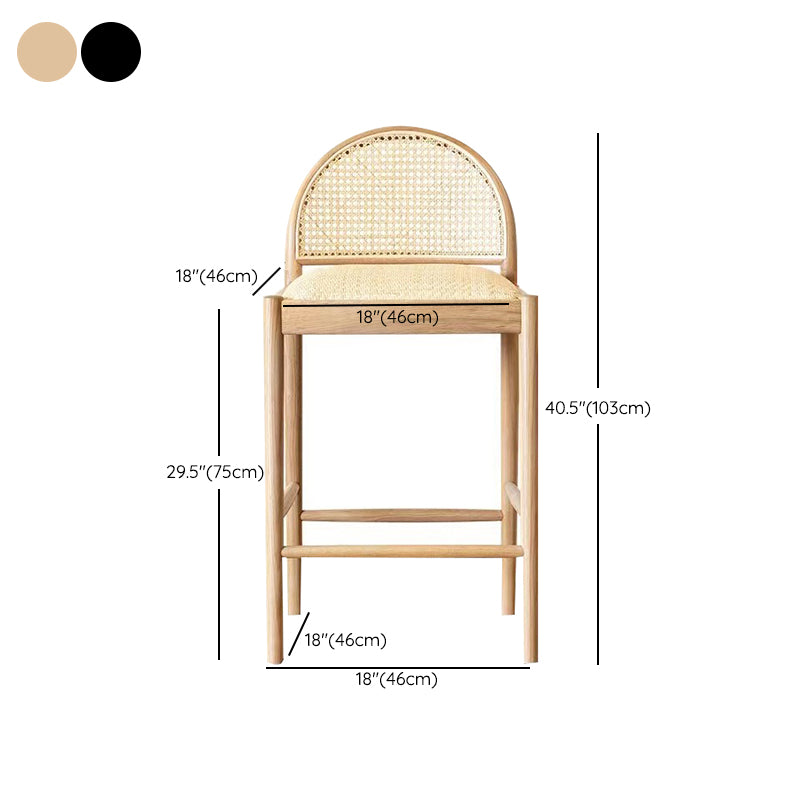 Contemporary Solid Wood Bar Stool Wicker Bar Stool with Footrest
