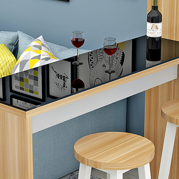 Manufactured Wood Bar Table with Storage Matte Finish Bistro Table for Small Places