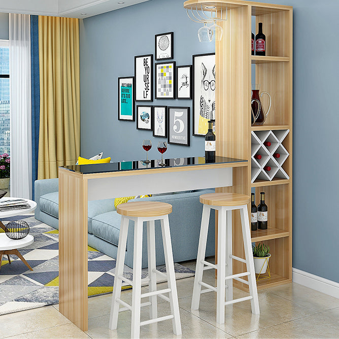 Manufactured Wood Bar Table with Storage Matte Finish Bistro Table for Small Places