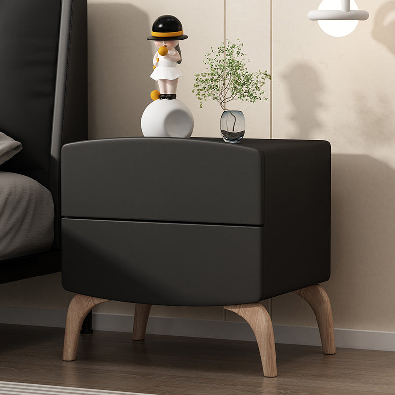 Modern Flat Top Kids Nightstand Solid Wood Nightstands with Drawers