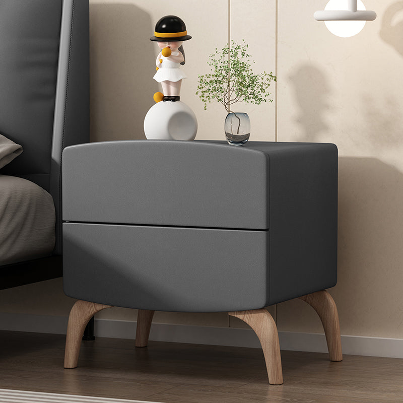 Modern Flat Top Kids Nightstand Solid Wood Nightstands with Drawers
