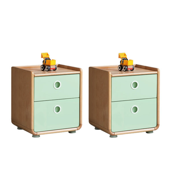 Contemporary Flat Top Kids Nightstand Solid Wood Nightstands with Drawers
