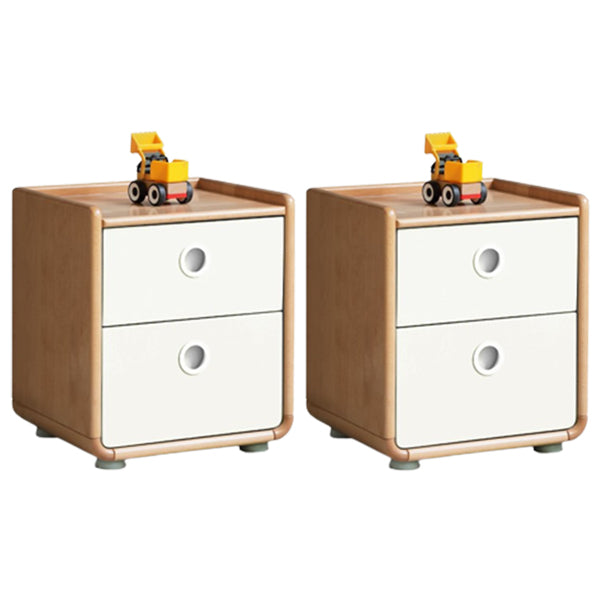 Contemporary Flat Top Kids Nightstand Solid Wood Nightstands with Drawers