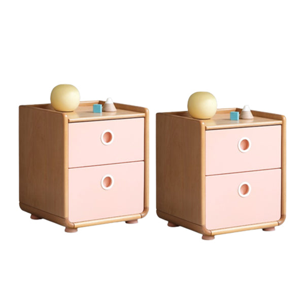 Contemporary Flat Top Kids Nightstand Solid Wood Nightstands with Drawers