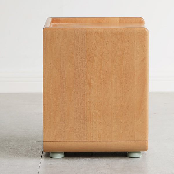 Contemporary Flat Top Kids Nightstand Solid Wood Nightstands with Drawers