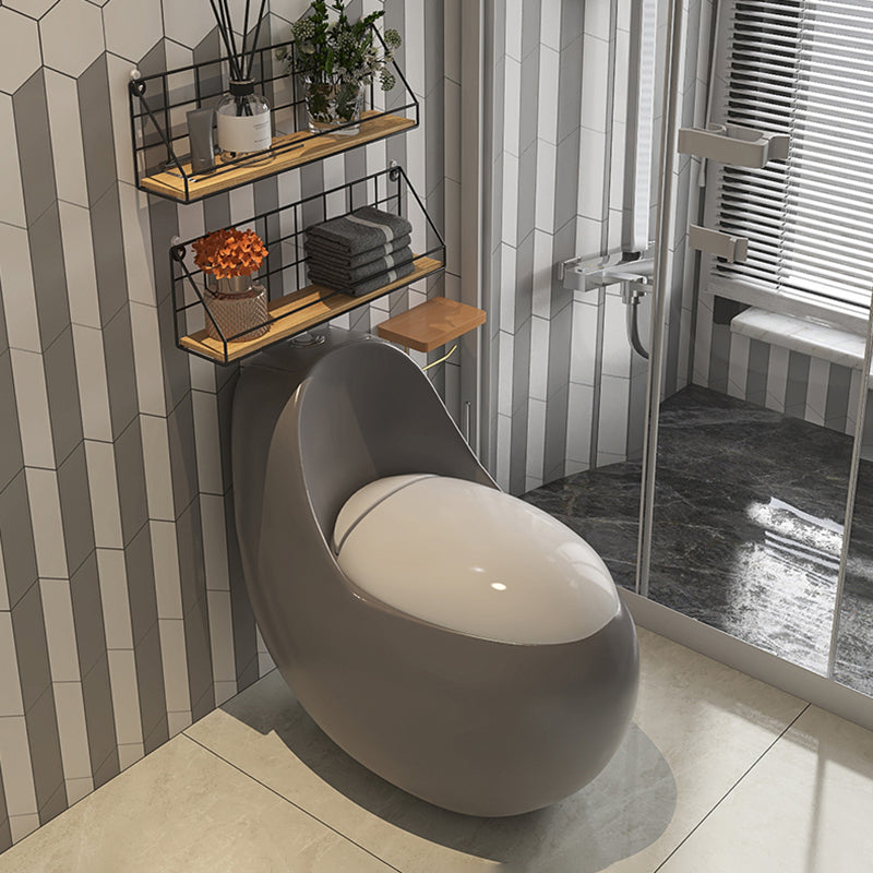 Gray & White Ceramic Toilet Seat Bidet Round 26.4" H Bidet Seat