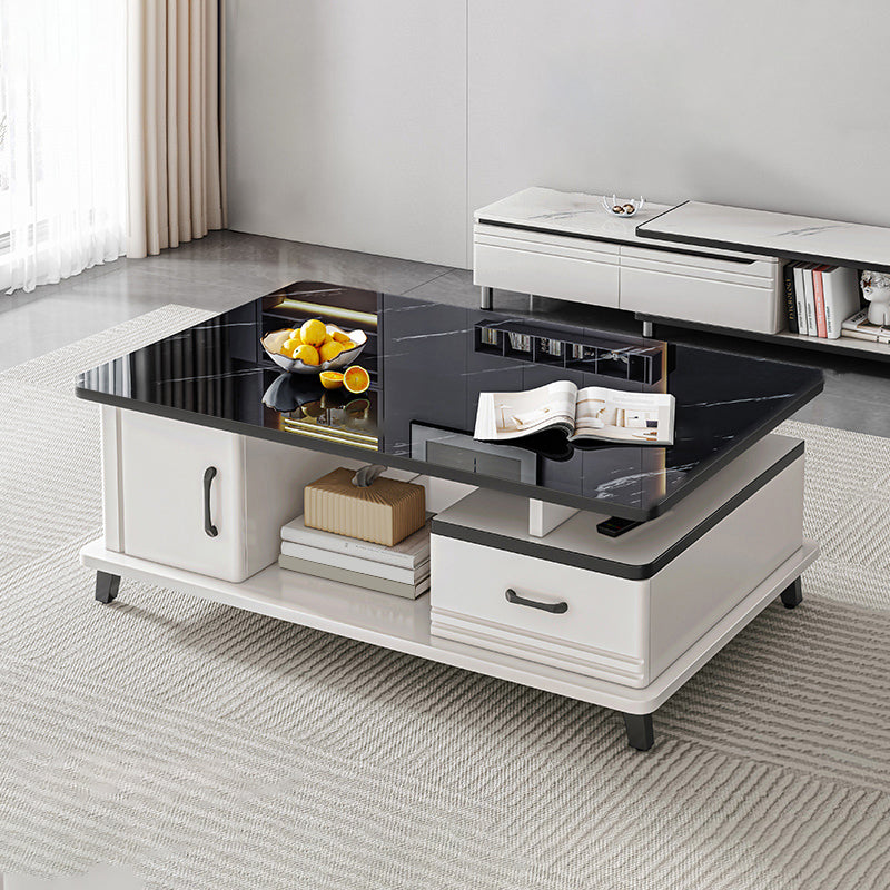 Rectangle Single Stone Coffee Table 4 Legs Coffee Table with Storage