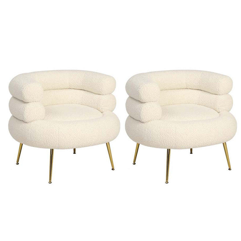 White Barrel Chair Arms Included Lounge Chair for Living Room