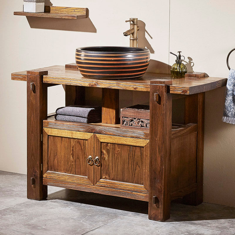 Modern Wood Bathroom Vanity Freestanding Bathroom Sink Vanity with Mirror