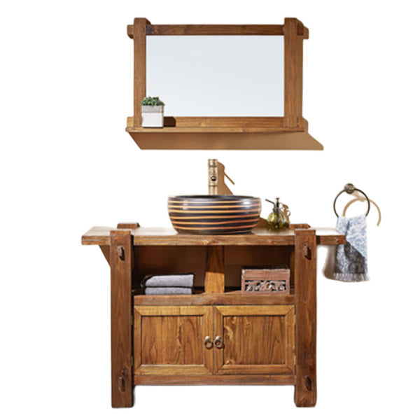 Modern Wood Bathroom Vanity Freestanding Bathroom Sink Vanity with Mirror