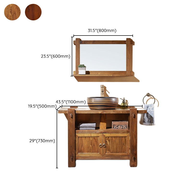Modern Wood Bathroom Vanity Freestanding Bathroom Sink Vanity with Mirror