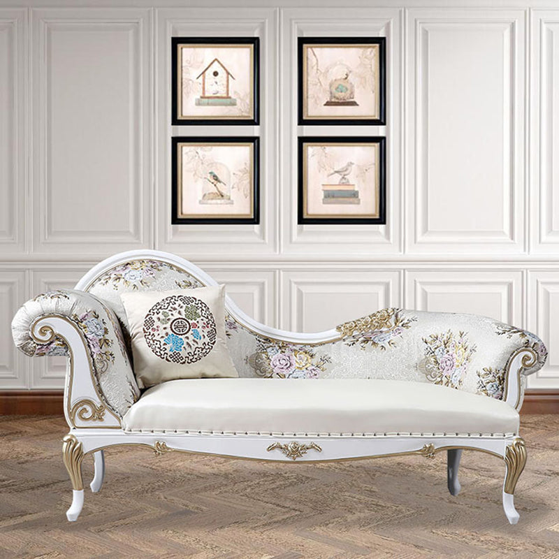 Modern Glam Upholstered Chaise Lounge Couch Rolled Arms Chaise