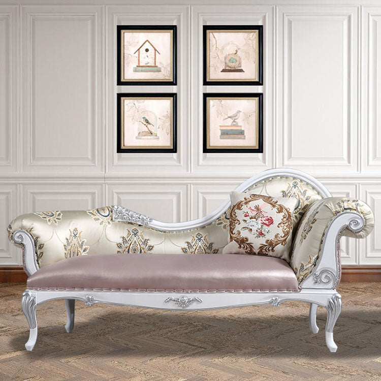 Modern Glam Upholstered Chaise Lounge Couch Rolled Arms Chaise